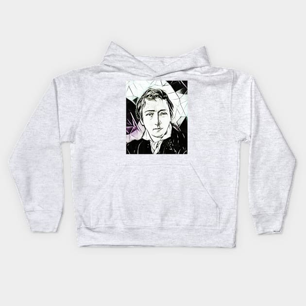 Heinrich Heine Black And White Portrait | Heinrich Heine Artwork 3 Kids Hoodie by JustLit